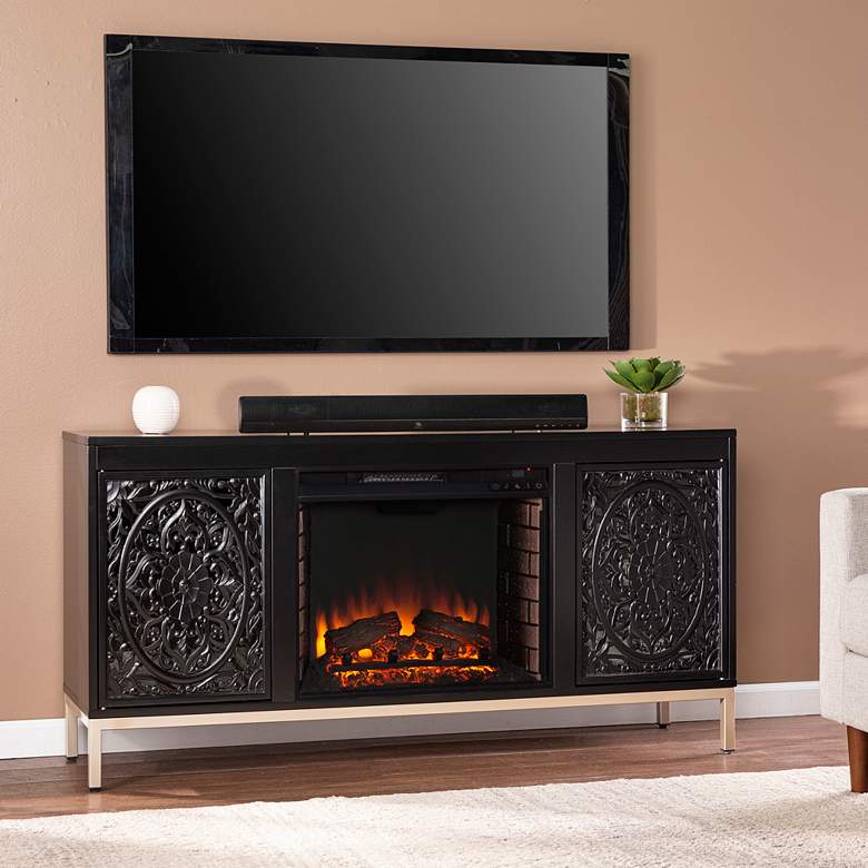 Winsterly Black LED Electric Fireplace w/ Media Storage