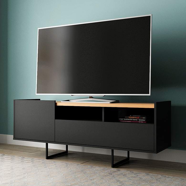 Image 1 Winston 53 1/4" Wide Matte Black 2-Door TV Stand