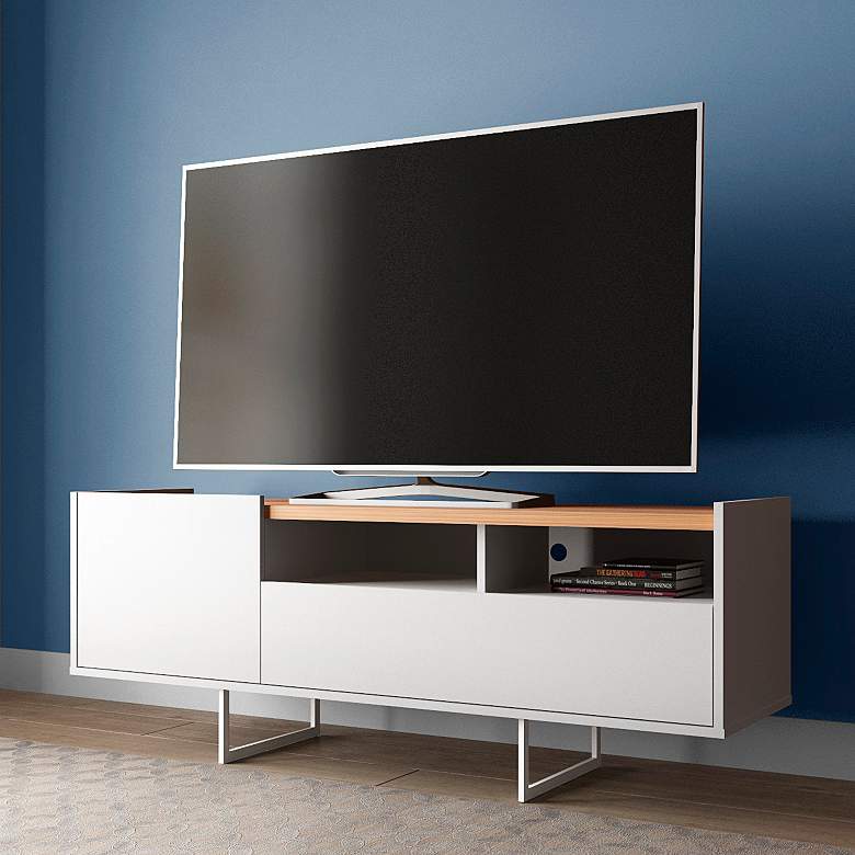 Image 1 Winston 53 1/4" Wide Matte White 2-Door TV Stand