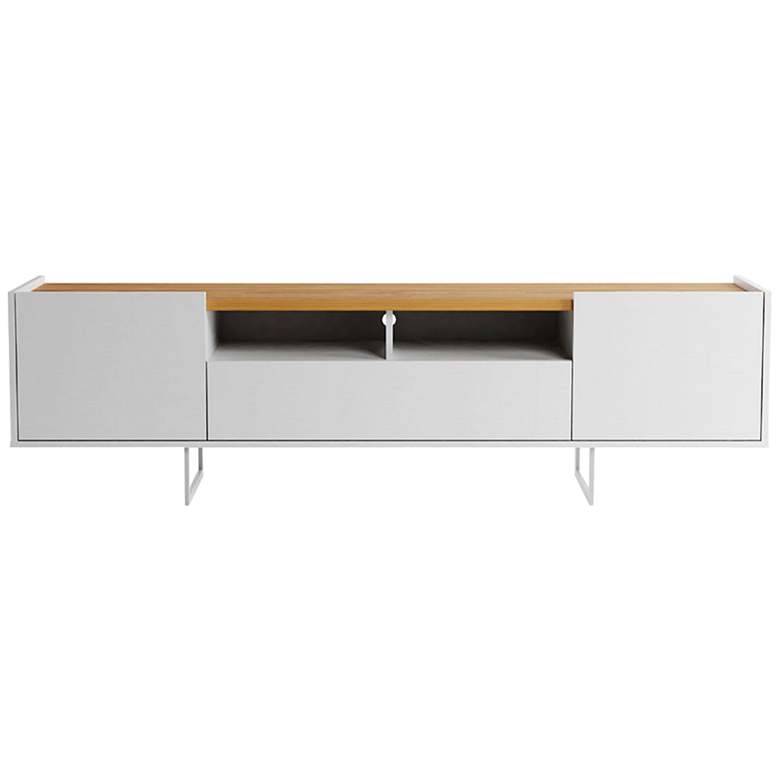 Image 2 Winston 70 3/4 inch Wide Matte White 3-Door TV Stand