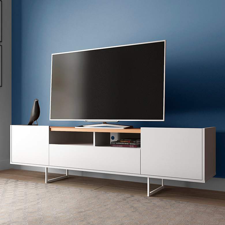 Image 1 Winston 70 3/4" Wide Matte White 3-Door TV Stand