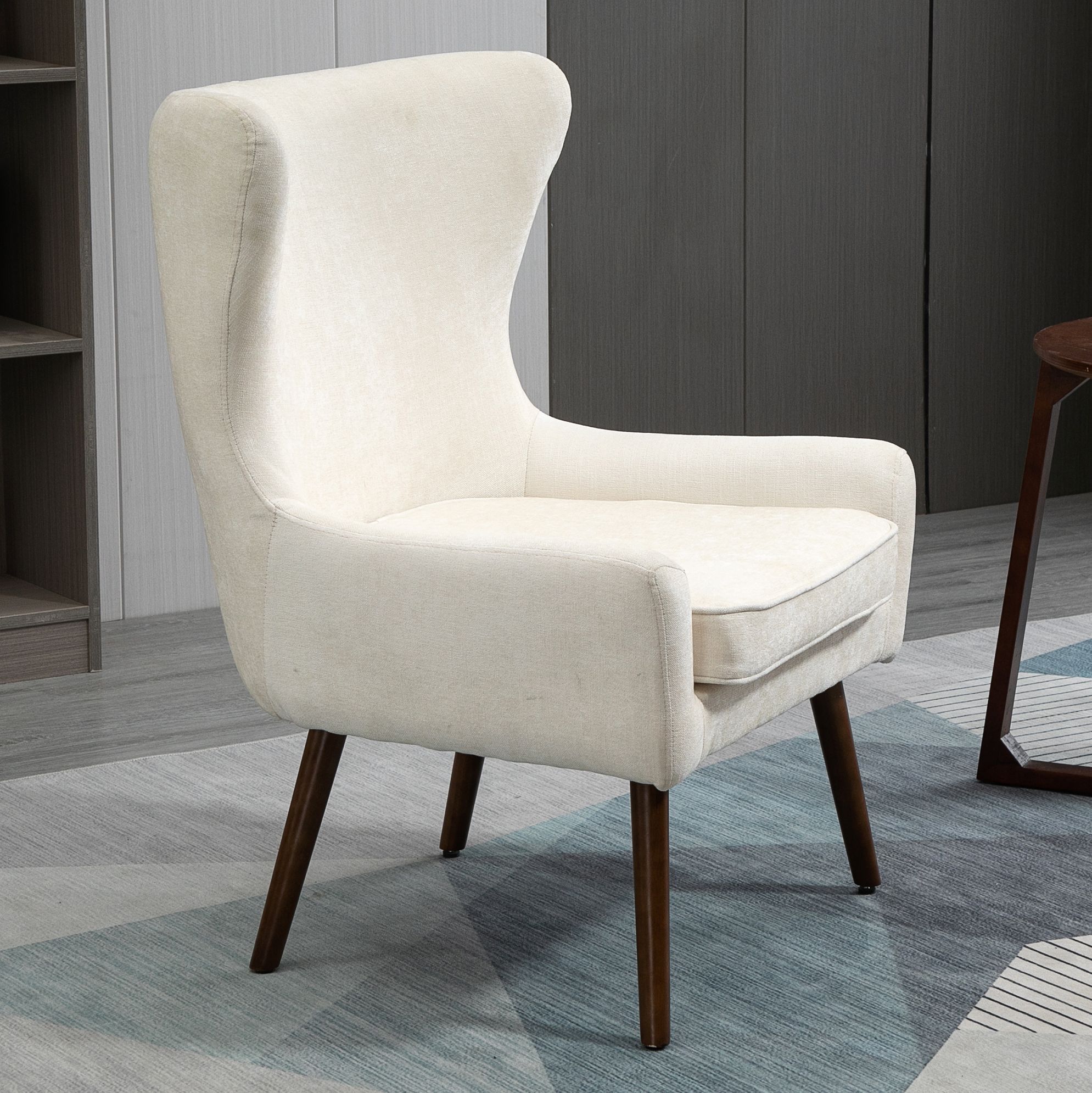 Beige wingback best sale accent chair