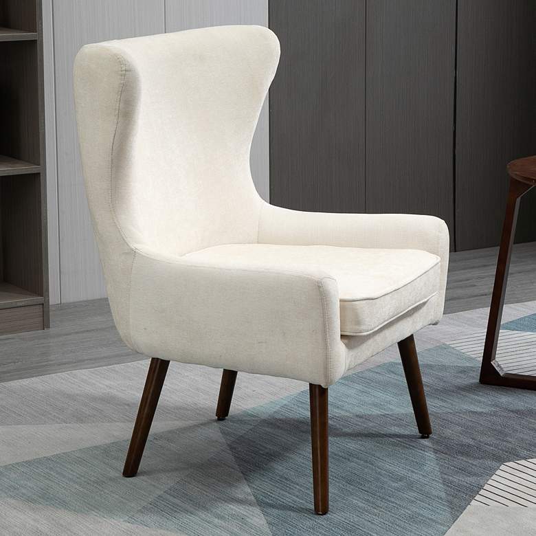 Image 1 Winston Beige Chenille Fabric Wingback Arm Chair