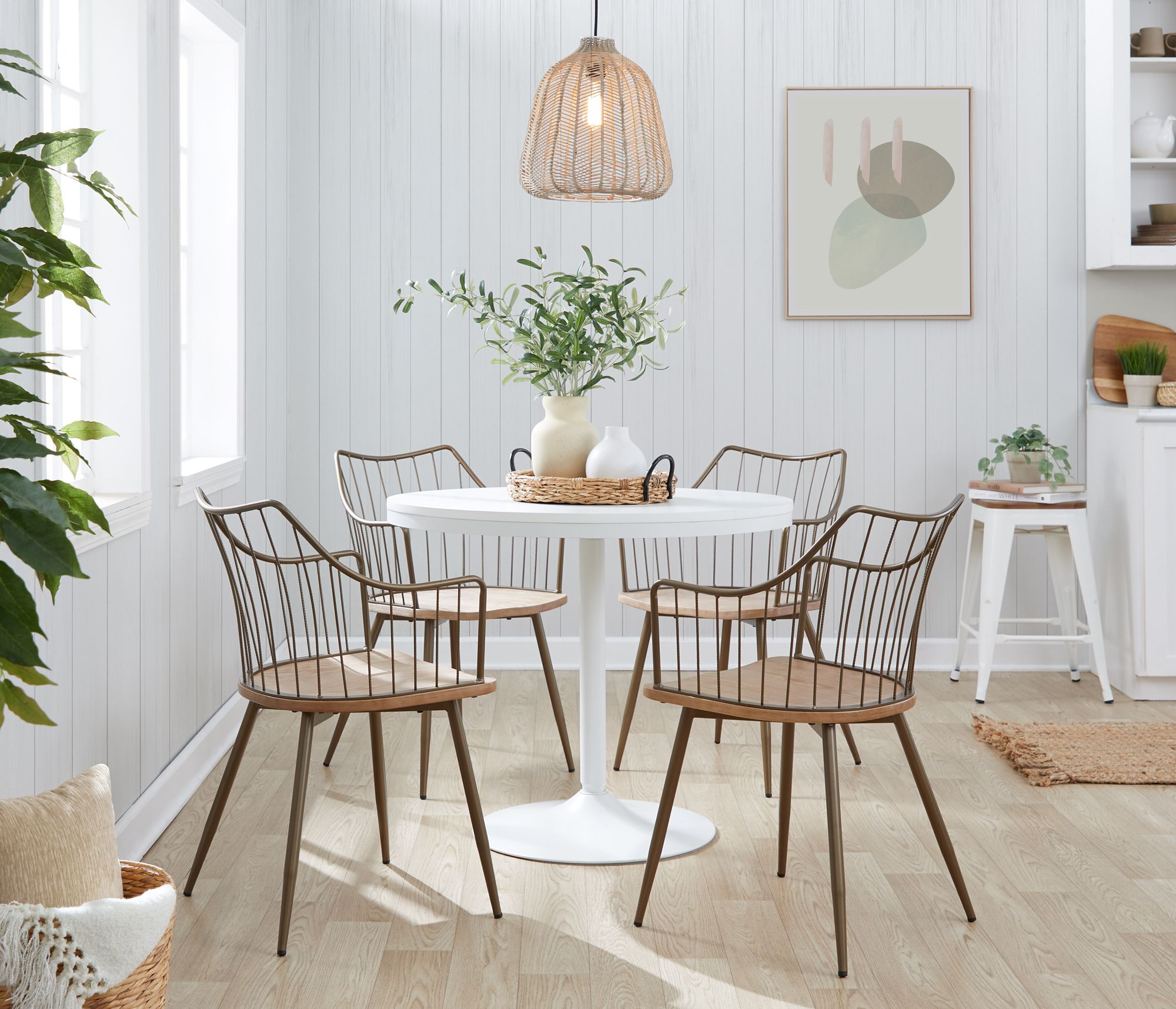 Winston Chair in Antique Copper Metal and Whitewashed Wood by LumiSource