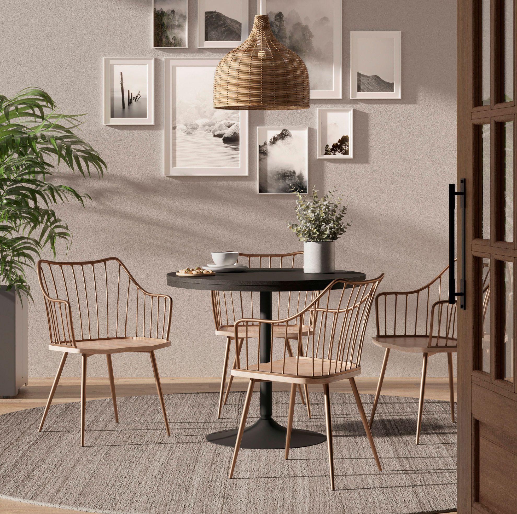 Winston Chair in Antique Copper Metal and Whitewashed Wood by LumiSource