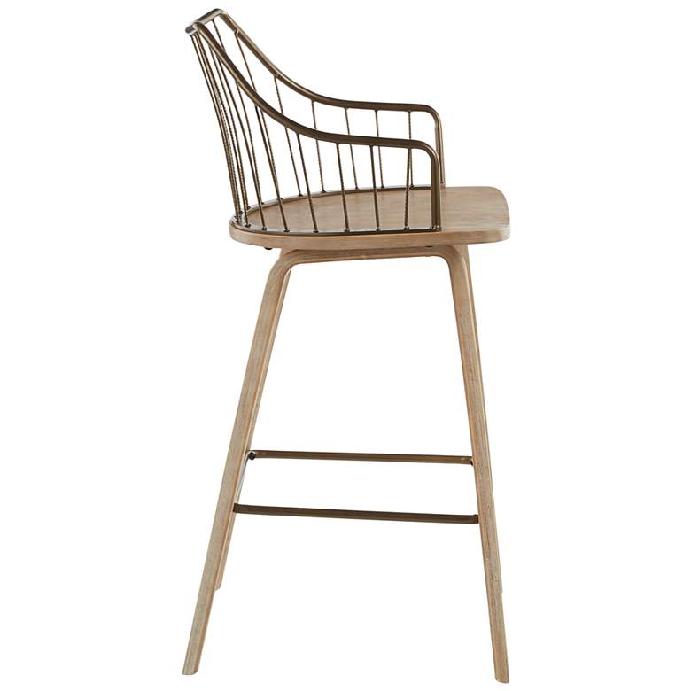 Image 2 Winston Counter Stool Whitewashed Wood Antique Copper Metal by LumiSource more views
