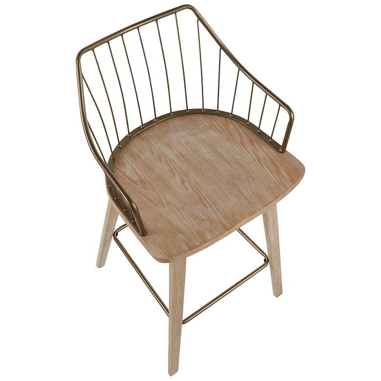 Image 6 Winston Counter Stool Whitewashed Wood Antique Copper Metal by LumiSource more views