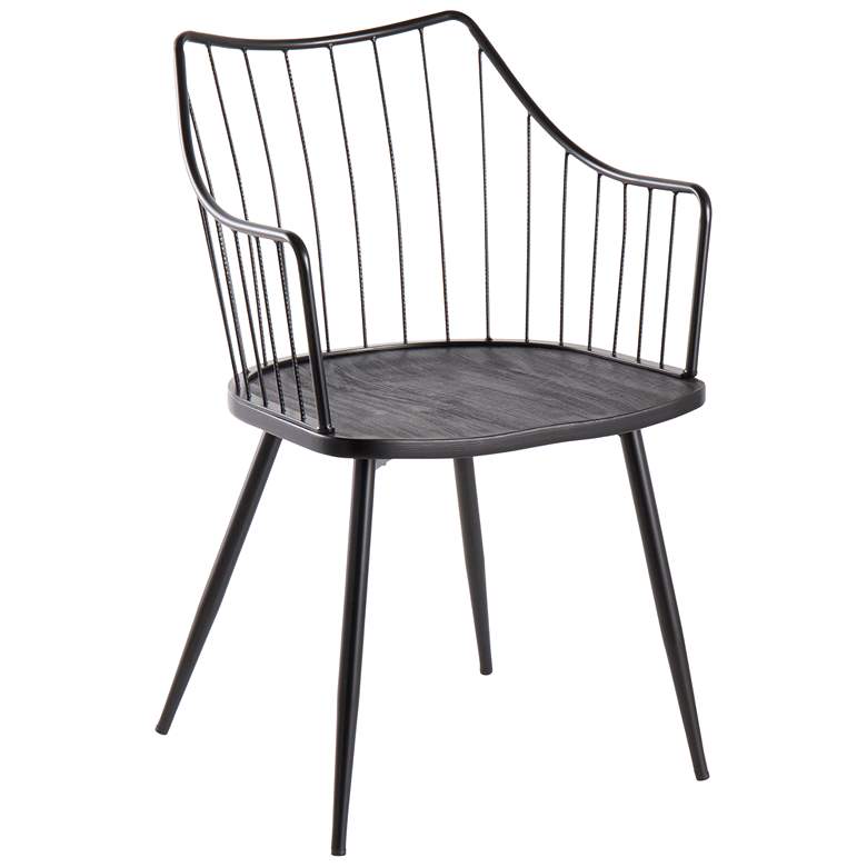 Image 1 Winston Farmhouse Chair in Black Metal and Black Wood by LumiSource