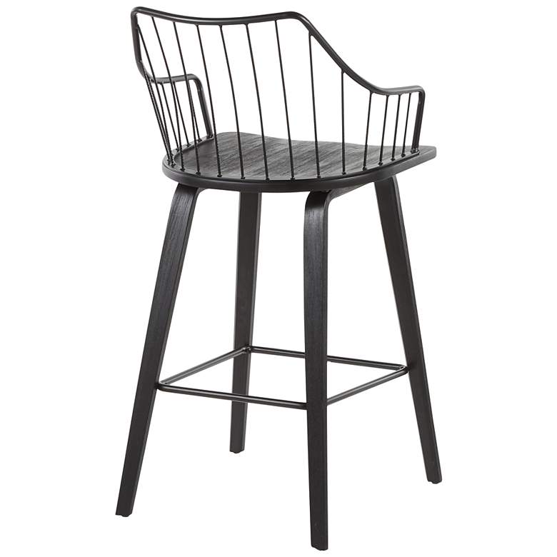 Image 3 Winston Farmhouse Counter Stool in Black Wood and Black Metal by LumiSource more views