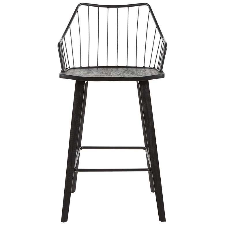 Image 5 Winston Farmhouse Counter Stool in Black Wood and Black Metal by LumiSource more views