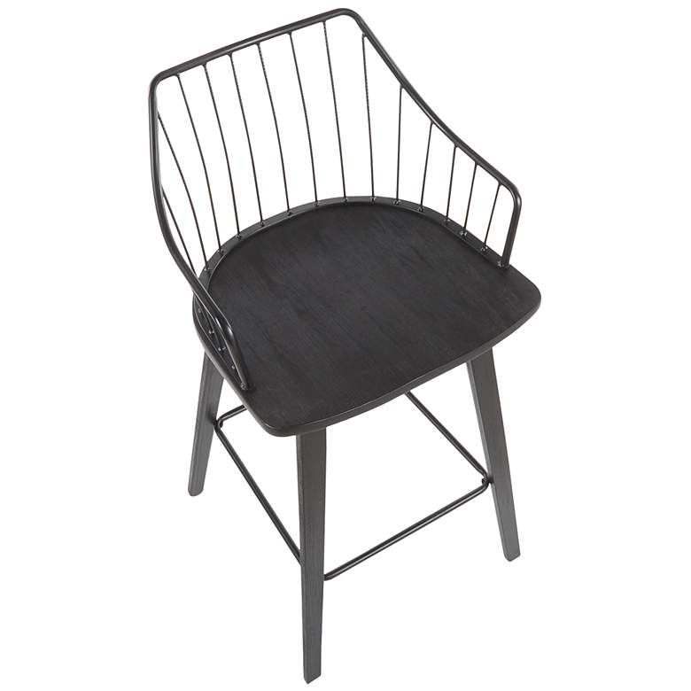 Image 6 Winston Farmhouse Counter Stool in Black Wood and Black Metal by LumiSource more views