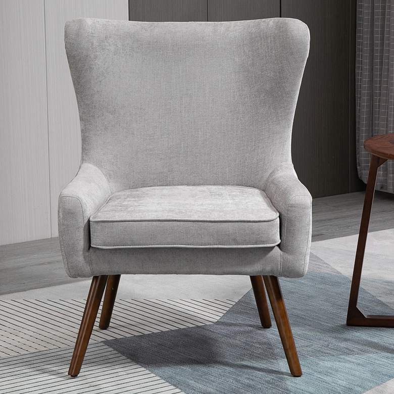 Image 1 Winston Gray Chenille Fabric Wingback Arm Chair