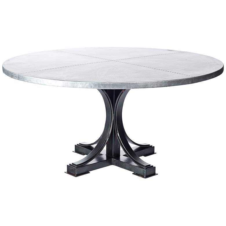 Image 1 Winston Hammered Zinc 60 inch Round Dining Table