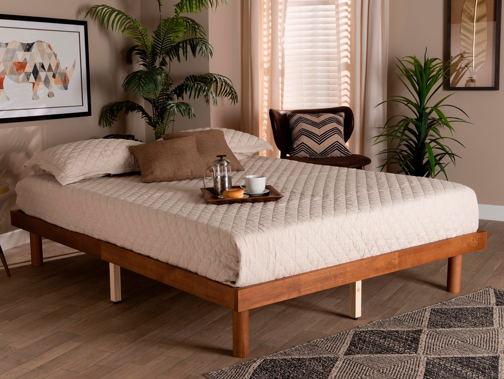 Winston Walnut Brown Wood Platform Bed - #914D5 | Lamps Plus