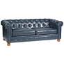 Winston1060 80" Wide Blue Bonded Leather Vintage Sofa