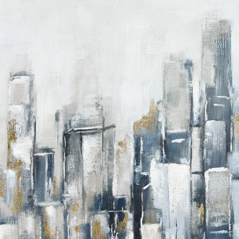 Image 5 Winter Cityscape 36" Square Metallic Framed Canvas Wall Art more views