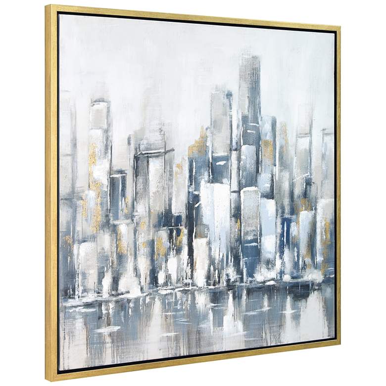 Image 7 Winter Cityscape 36" Square Metallic Framed Canvas Wall Art more views