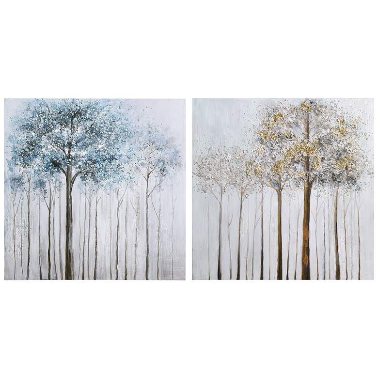 Image 3 Winter Forest 1 and 2 36" Square 2-Piece Canvas Wall Art Set