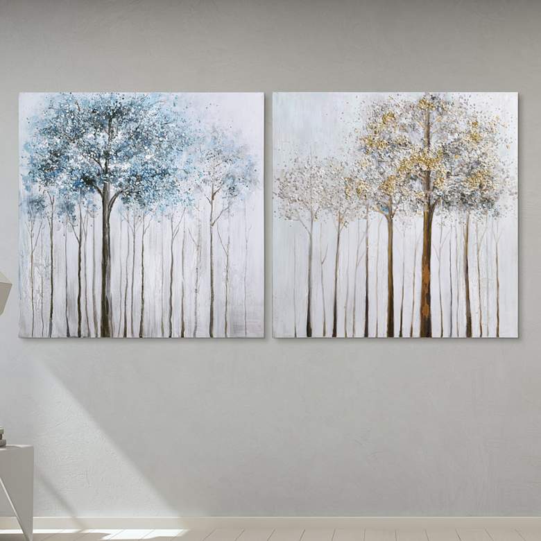 Image 2 Winter Forest 1 and 2 36" Square 2-Piece Canvas Wall Art Set