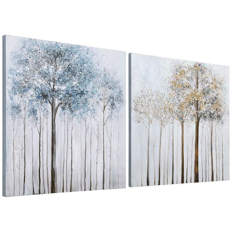 Image 7 Winter Forest 1 and 2 36 inch Square 2-Piece Canvas Wall Art Set more views