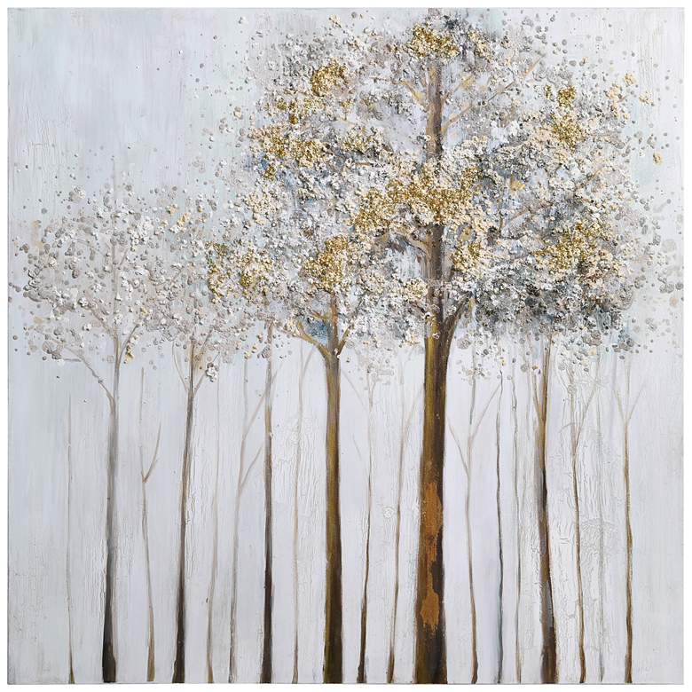 Image 3 Winter Forest 2 36" Square Textured Metallic Canvas Wall Art