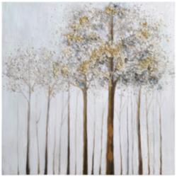 Winter Forest 2 36&quot; Square Textured Metallic Canvas Wall Art