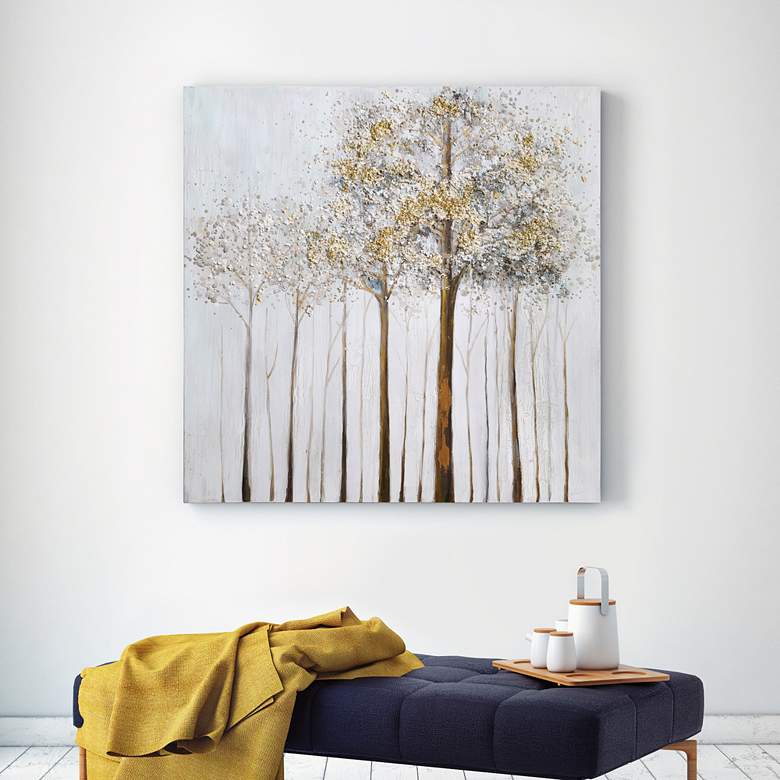 Image 2 Winter Forest 2 36" Square Textured Metallic Canvas Wall Art