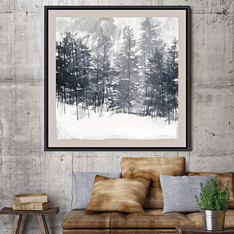 Winter Pines 38 inch Square Framed Wall Art more views