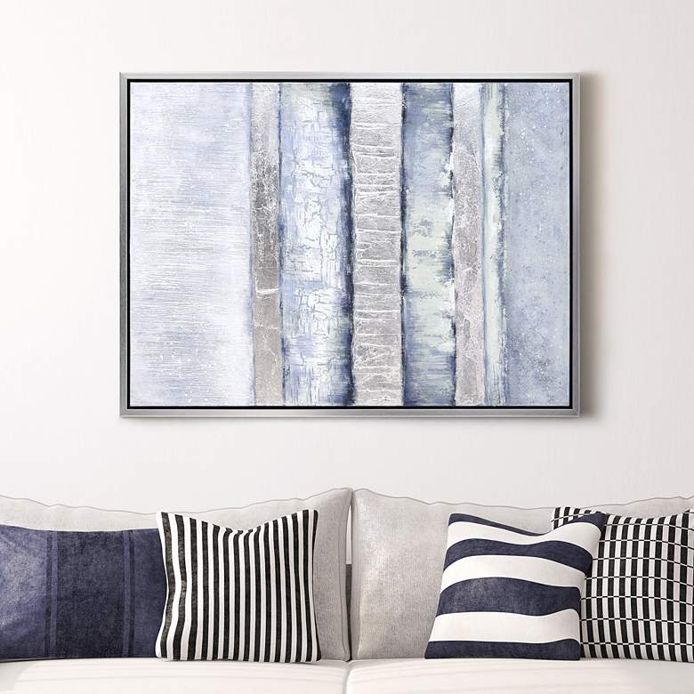 Image 2 Winter Steps 40"H Textured Metallic Framed Canvas Wall Art