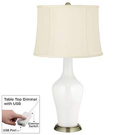 Image1 of Winter White Anya Table Lamp with Dimmer