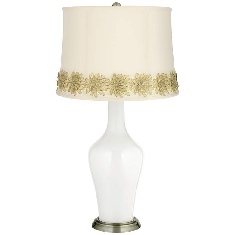 Image 1 Winter White Anya Table Lamp with Flower Applique Trim