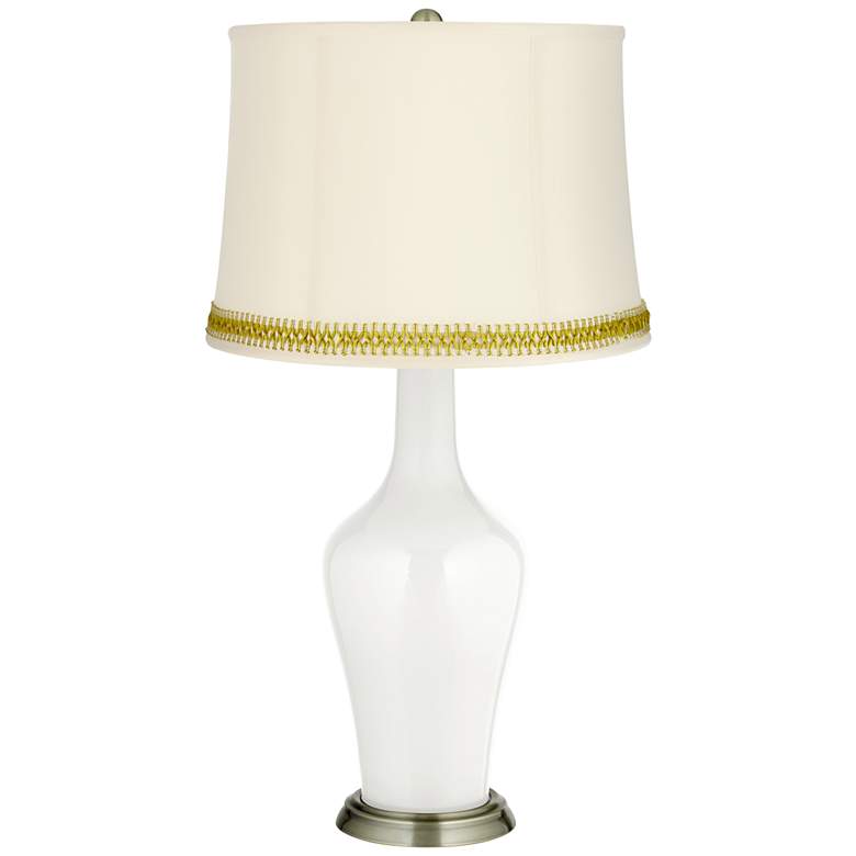 Image 1 Winter White Anya Table Lamp with Open Weave Trim