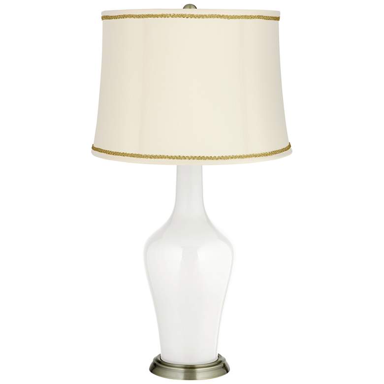 Image 1 Winter White Anya Table Lamp with Scroll Braid Trim
