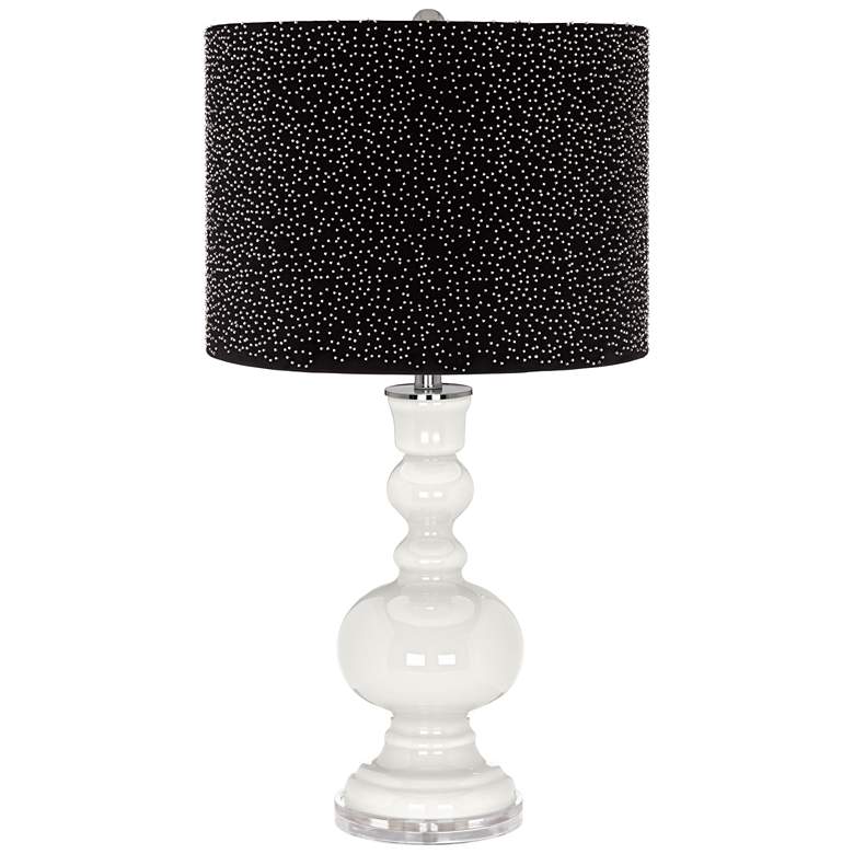 Winter White Apothecary Table Lamp w/ Black Scatter Gold Shade