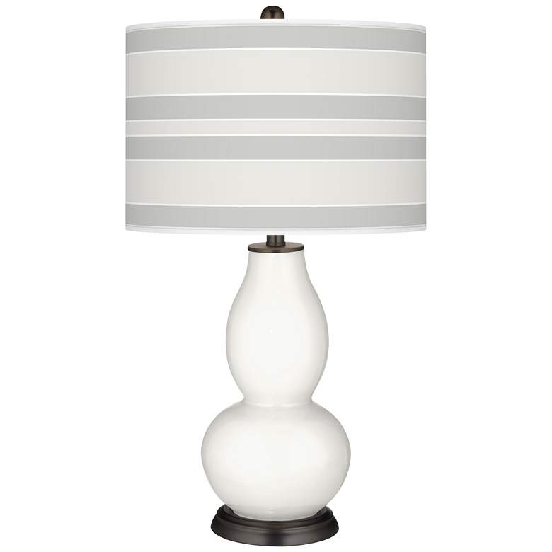 Image 1 Winter White Bold Stripe Double Gourd Table Lamp