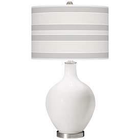 Image1 of Winter White Bold Stripe Ovo Table Lamp