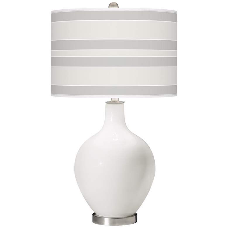 Image 1 Winter White Bold Stripe Ovo Table Lamp