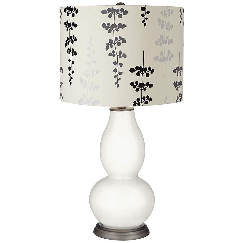 Image 1 Winter White Branches Drum Shade Double Gourd Table Lamp
