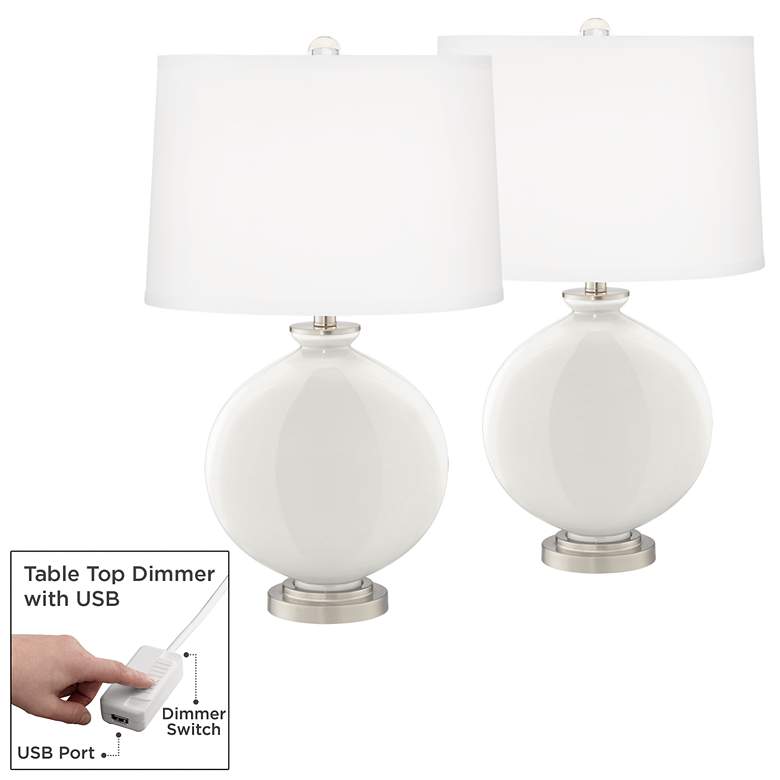 Image 1 Winter White Carrie Table Lamp Set of 2 with Dimmers