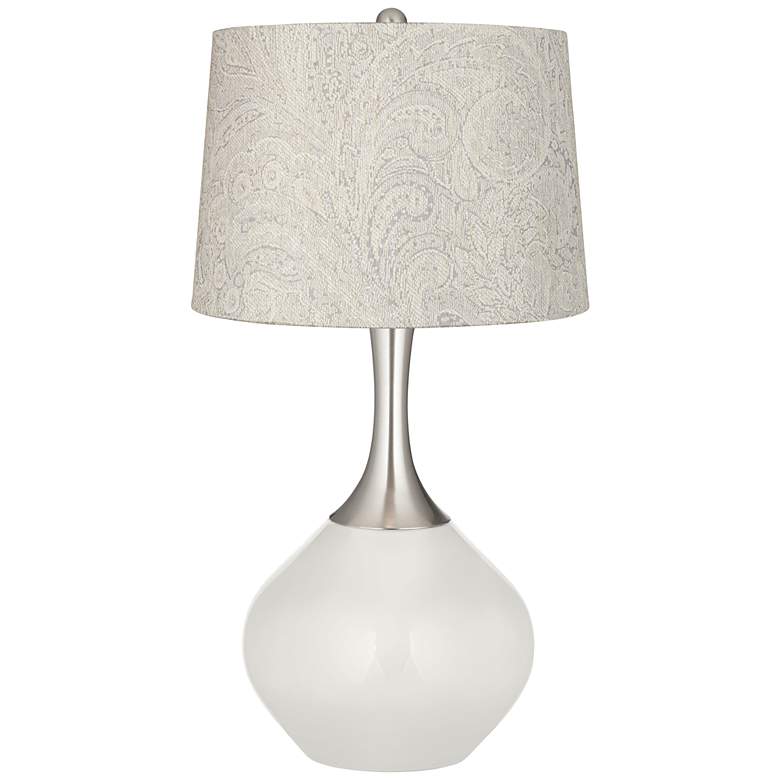 Image 1 Winter White Digital Lace Shade Spencer Table Lamp