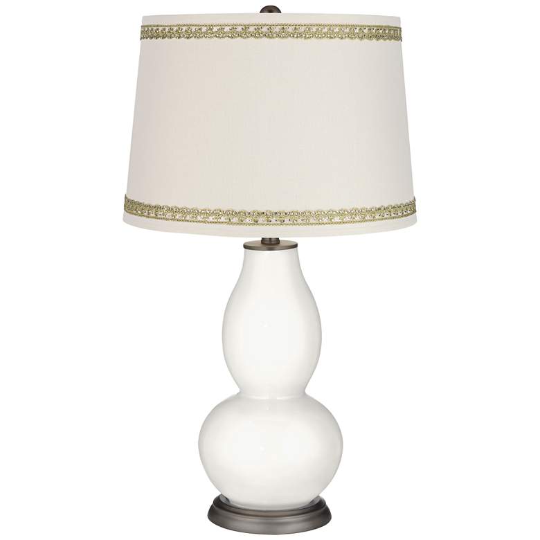 Image 1 Winter White Double Gourd Table Lamp with Rhinestone Lace Trim