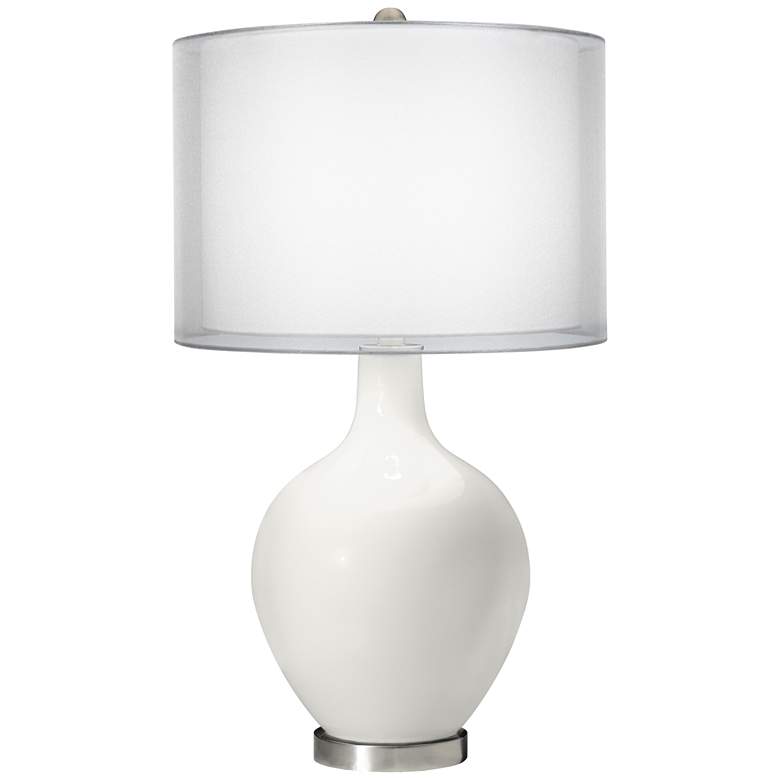 Image 1 Winter White Double Sheer Silver Shade Ovo Table Lamp