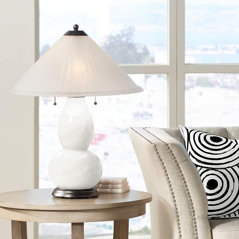 Image 1 Winter White Fulton Table Lamp with Fluted Glass Shade