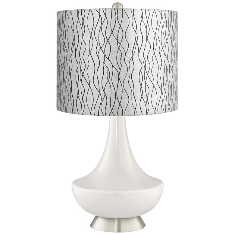 Image 1 Winter White Gillan Table Lamp w/ Silver Black Weave Shade
