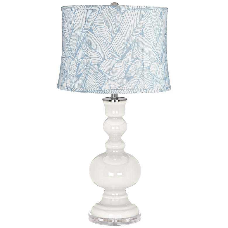 Image 1 Winter White Grange Blue Leaf Shade Apothecary Table Lamp
