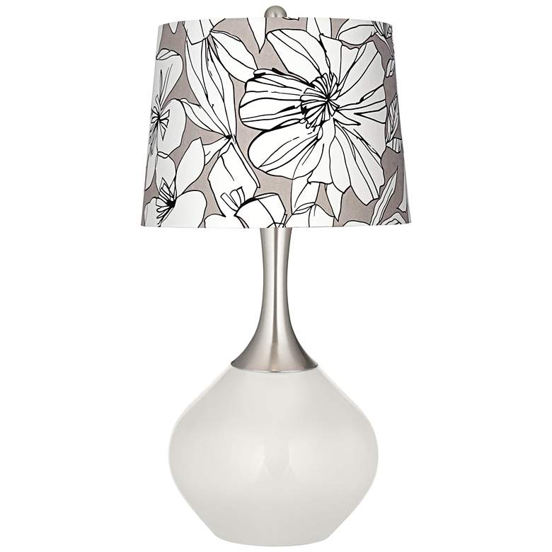 Image 1 Winter White Graphic Floral Shade Spencer Table Lamp