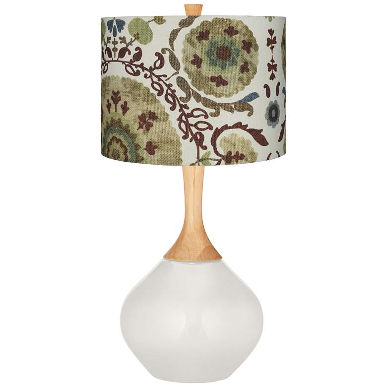 Image 1 Winter White Green Floral Paisley Wexler Table Lamp