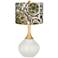 Winter White Green Floral Paisley Wexler Table Lamp