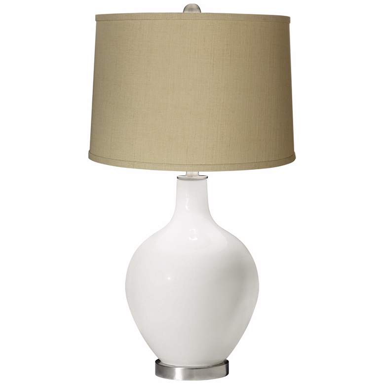 Image 1 Winter White Herbal Linen Shade Ovo Table Lamp
