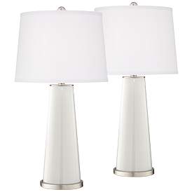 Image2 of Winter White Leo Table Lamp Set of 2 with Dimmers